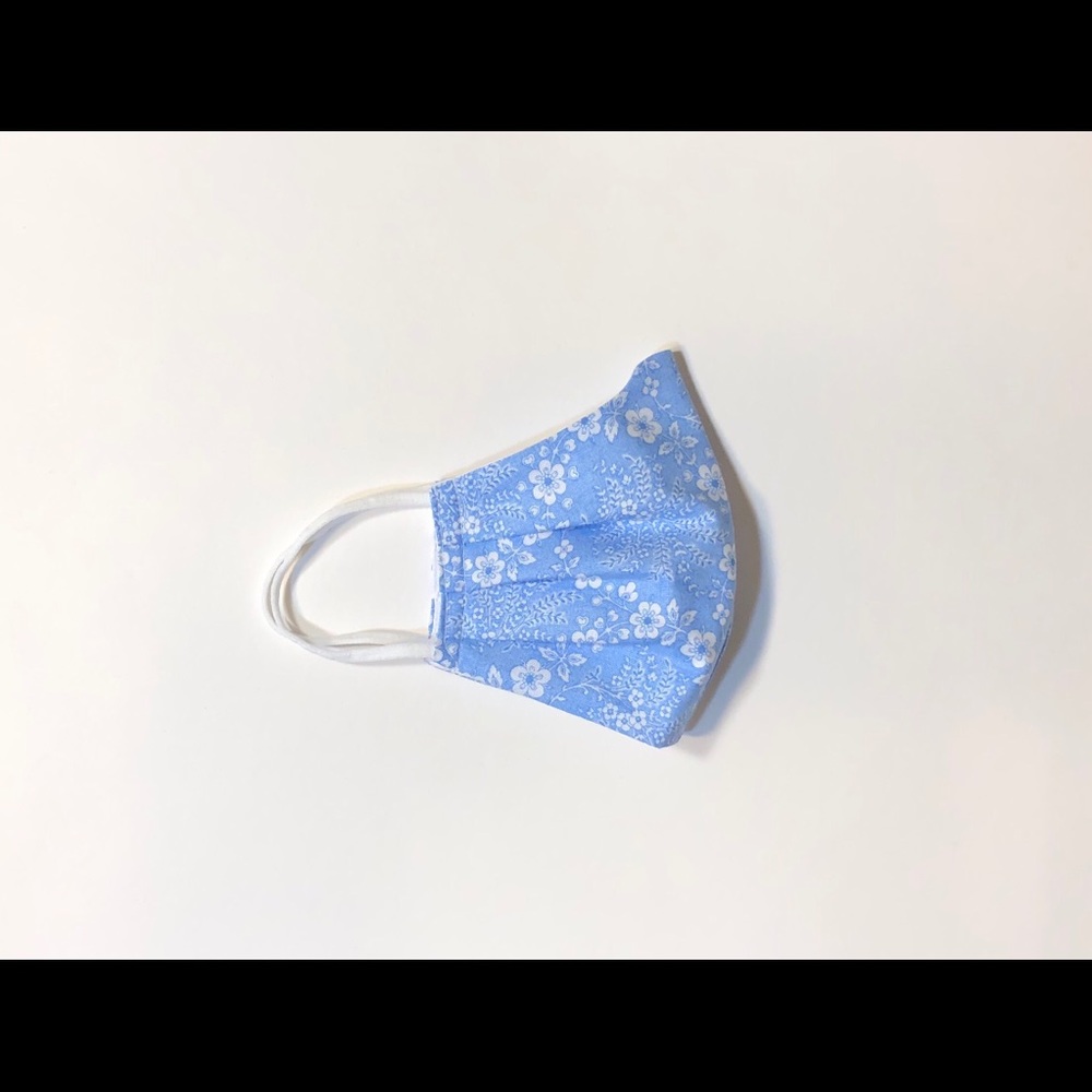Floral Print on Baby Blue Face Mask